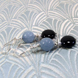 handmade grey black agate earrings