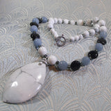 gemstone necklace handmade white howlite