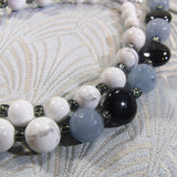 agate, onyx, white howlite beads