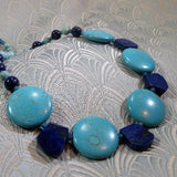 chunky blue necklace, handmade jewellery sale uk, online sale uk, jewellery sale online