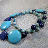 unique turquoise and lapis lazuli blue handmade necklace