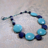 unique blue chunky gemstone necklace handmade uk