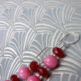 long pink semi-precious statement earrings