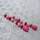 long pink statement earrings handmade pink semi-precious beads
