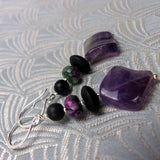 deep purple semi-precious stone earrings handmade amethyst