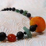 long semi-precious stone necklace, agate necklace uk, long statement necklace handcrafted design
