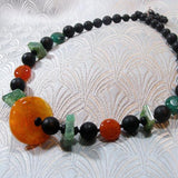 unique orange green necklace handmade uk