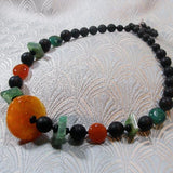orange green gemstone necklace unique design