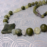 unique handcrafted green semi-precious jade necklace