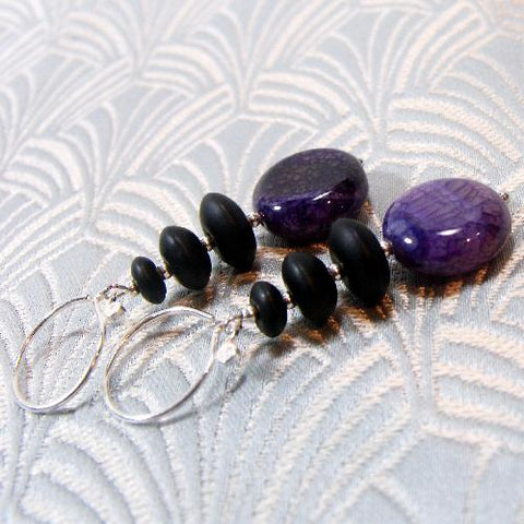 handmade beaded semi-precious earrings, semi-precious stone earrings A57