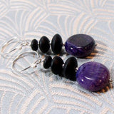 purple black semi-precious stone earrings uk