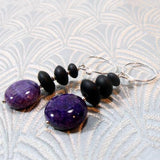 unique purple black handmade agate earrings