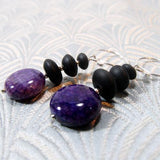 agate earrings purple black colour