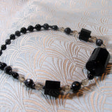 rainbow obsidian grey black necklace