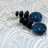 handmade agate drop earrings black blue