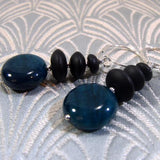 black blue agate earrings