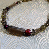 smoky quartz necklace, handmade jewellery sale online uk, brown necklace, brown semi-precious neckalce