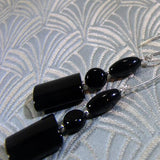 unique long black earrings