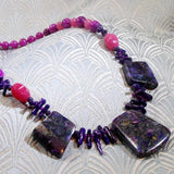 unique pink purple necklace with statement