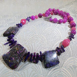 purple chunky necklace, handmade sale necklace, semi-precious sale jewellery