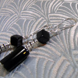 long black gemstone statement earrings
