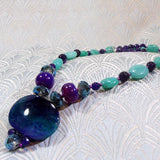 unique purple statement necklace handmade gemstones