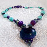 purple green statement necklace