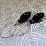 long semi-precious stone earrings, long black semi-precious earrings handmade uk