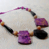 black purple handmade semi-precious necklace