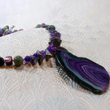 peacock agate pendant statement necklace