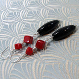 long red black earrings