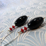 long red black earrings