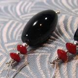 red black semi-precious stone earrings