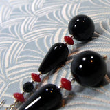 long red black earrings uk