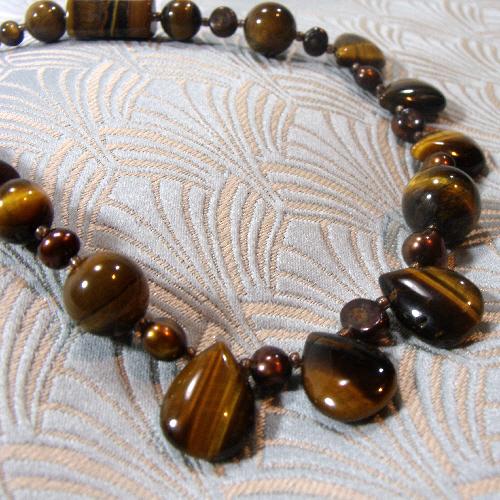 tigers eye necklace uk, brown semi-precious stone necklace, tigers eye jewellery necklace brown