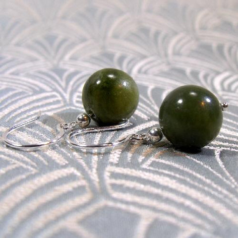 Short jade earrings UK, short semi-precious gemstone earrings, short drop earrings Jade (JE2)