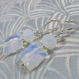 short opal quartz earrings, short drop semi-precious quartz earrings, shorter length semi-precious earrings