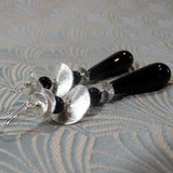 black silver semi-precious stone jewellery earrings