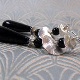 unique black onyx earrings long statement design