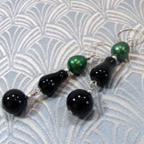 long black onyx earrings, long handmade earrings