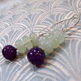 long drop jade earrings, long handmade jade dangle earrings