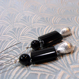 long black earrings, long black onyx statement earrings uk