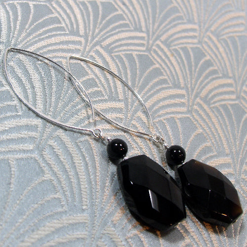 long black earrings uk, long dangle earrings, long black handmade earrings