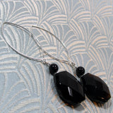 long black earrings uk, long black onyx earrings, handmade statement earrings black onyx