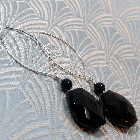 Long drop earrings, long handmade earrings, long semi-precious stone earrings UK (A190)