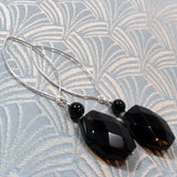 long black semi-precious statement earrings uk