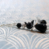 semi-precious stone black earrings uk