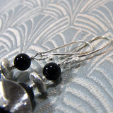 long drop semi-precious stone earrings black
