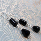 long black onyx sterling silver earrings