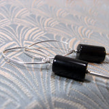 black onyx beads sterling silver earring hooks